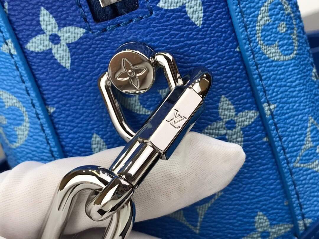LV M45430 Louis Vuitton Petite Malle Soft Trunk Monogram Blue and White