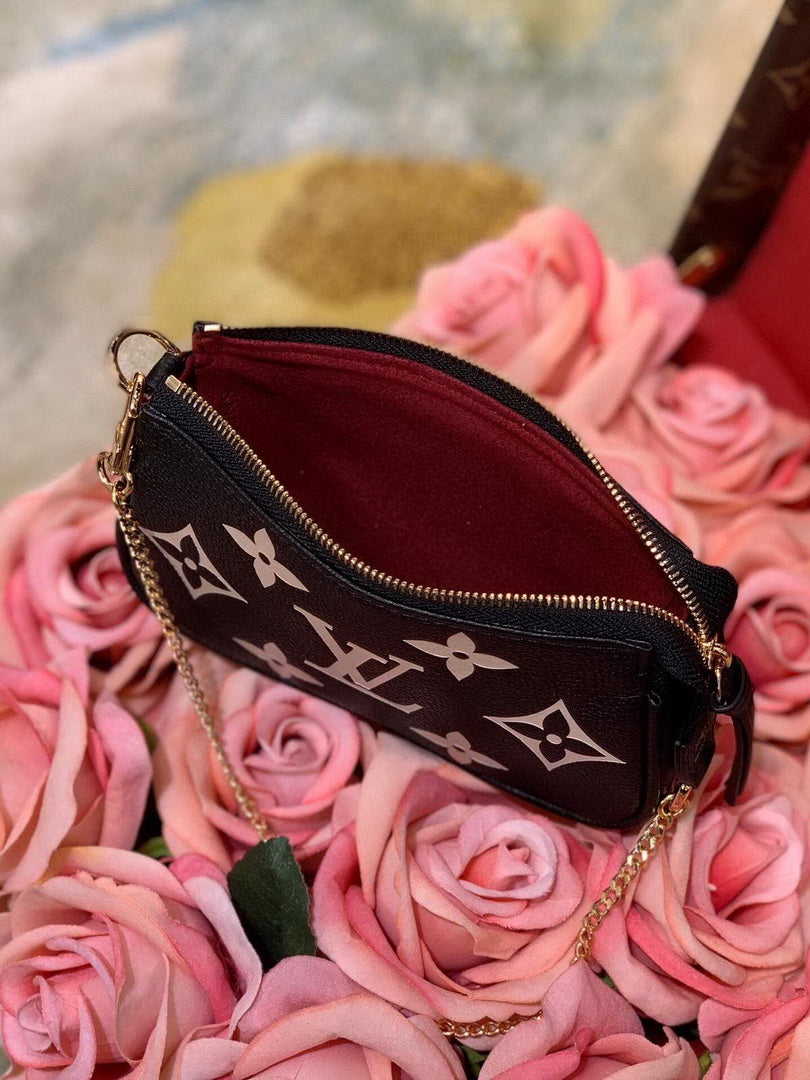 LV M80732 Mini Pochette Accessoires Bicolor Monogram Empreinte Leather Black and Beige