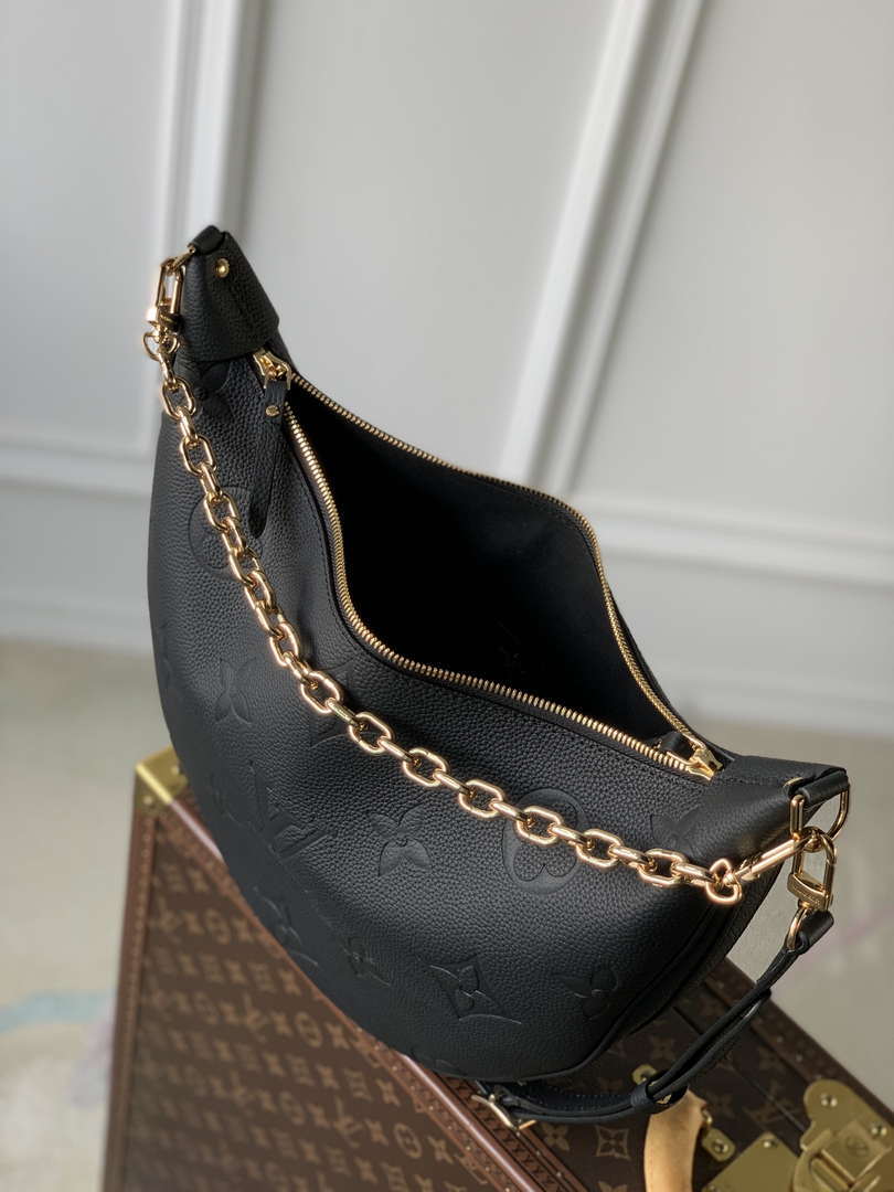 Louis Vuitton LV M46725 Loop Hobo Bag Monogram Empreinte Black