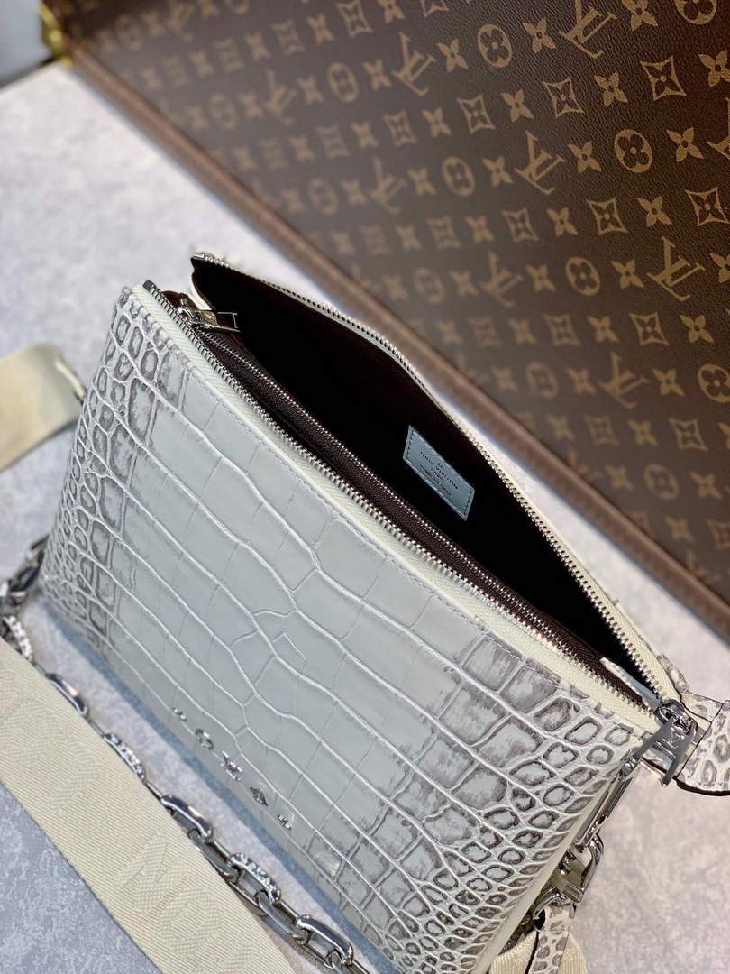 LV M57791 Louis Vuitton Coussin PM Crocodile pattern Bag White