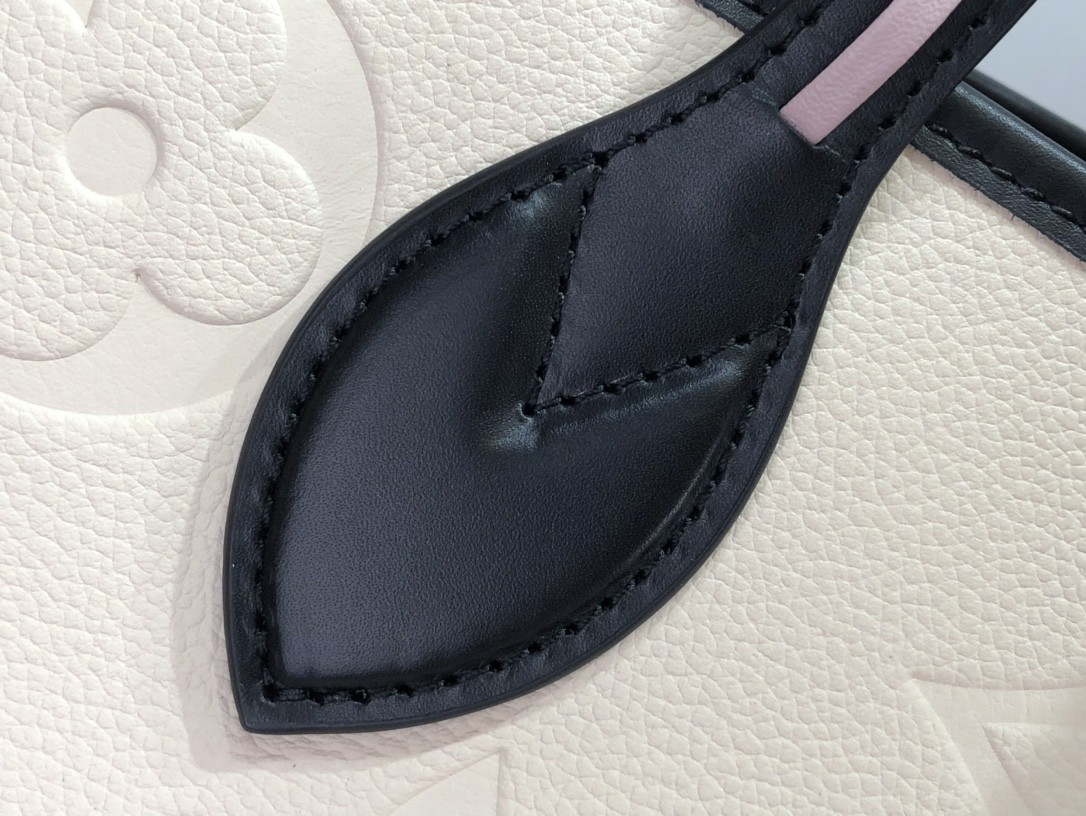 LV M58525 Louis Vuitton Neverfull MM Monogram Empreinte Leather Bag M45856 Creme