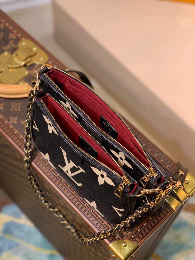 LV M45777 Louis Vuitton M80447 M80399 Multi Pochette Accessoires Bag Black and Cream