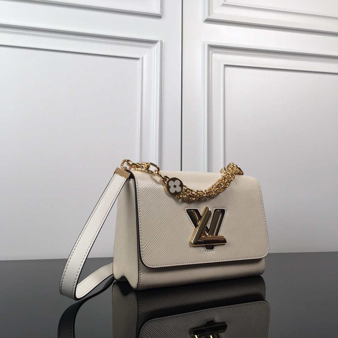LV M59403 Louis Vuitton Twist MM Epi White Grained Leather