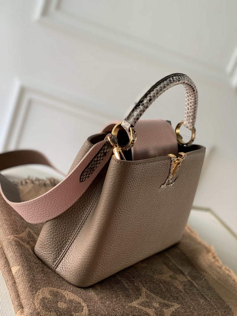 LV M57539 Louis Vuitton Capucines BB Handbag Grey and Pink