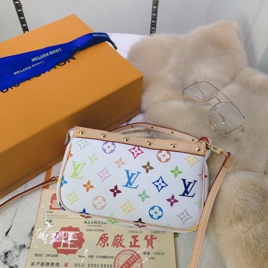 LV M92649 Louis Vuitton Pochette Small Hand Bag in White