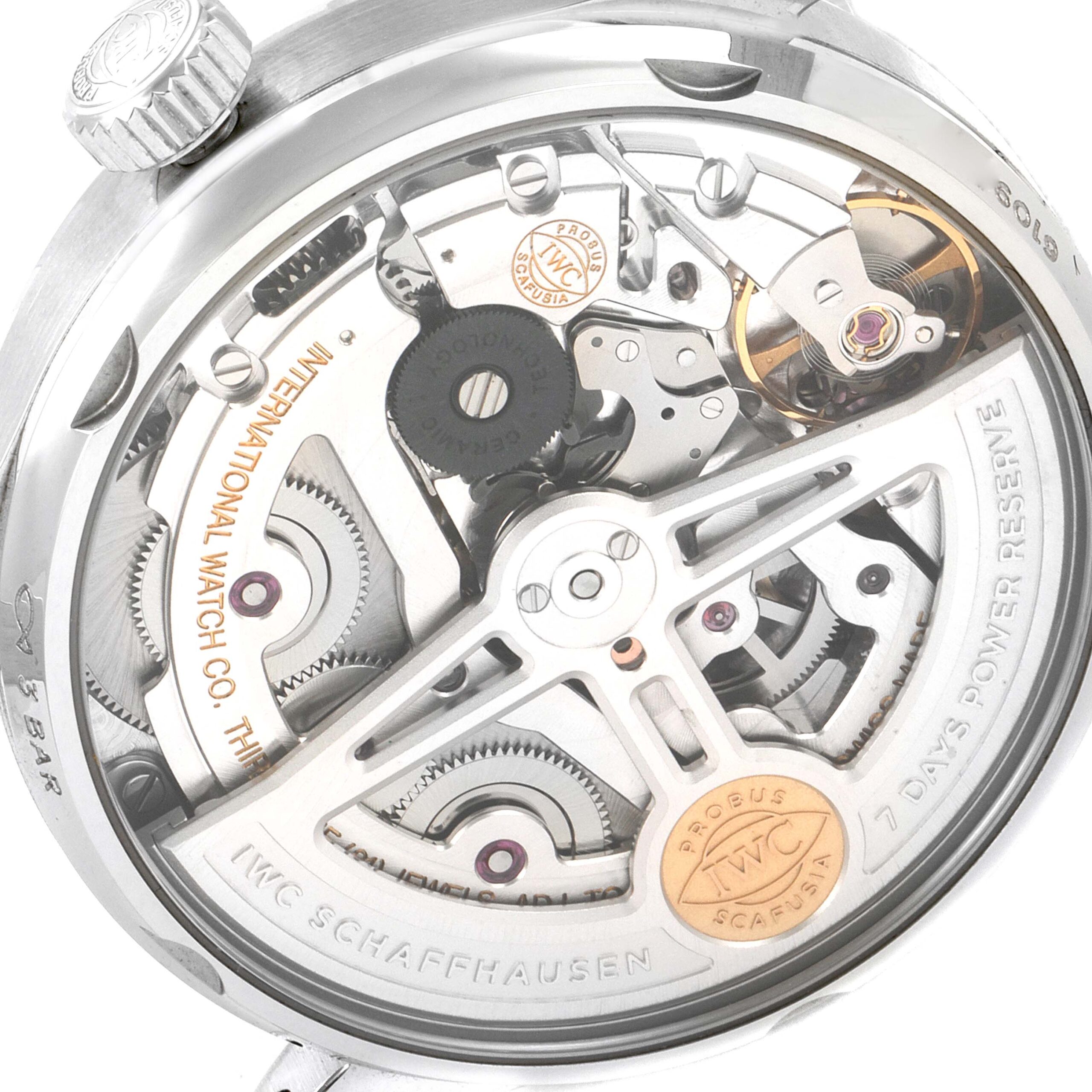 IWC Portuguese 7 Day Steel Silver Dial Mens Watch IW500712 Box Card