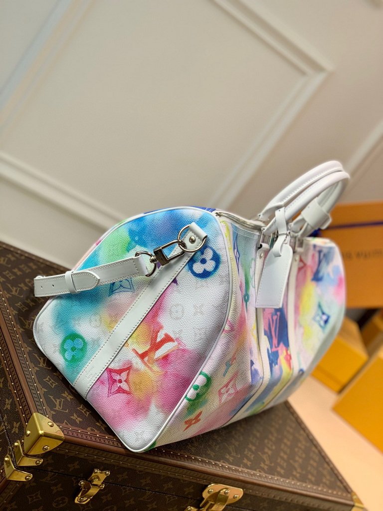 LV M45758 Louis Vuitton M41416 Keepall Bandouliere 50 Monogram Watercolour Blue coated canvas