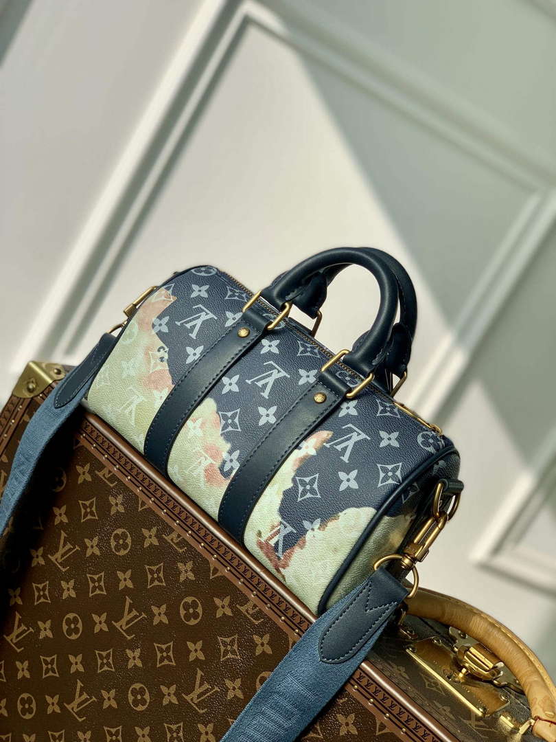 LV M46271 Louis Vuitton Keepall Bandouli��re 25 Bag Blue