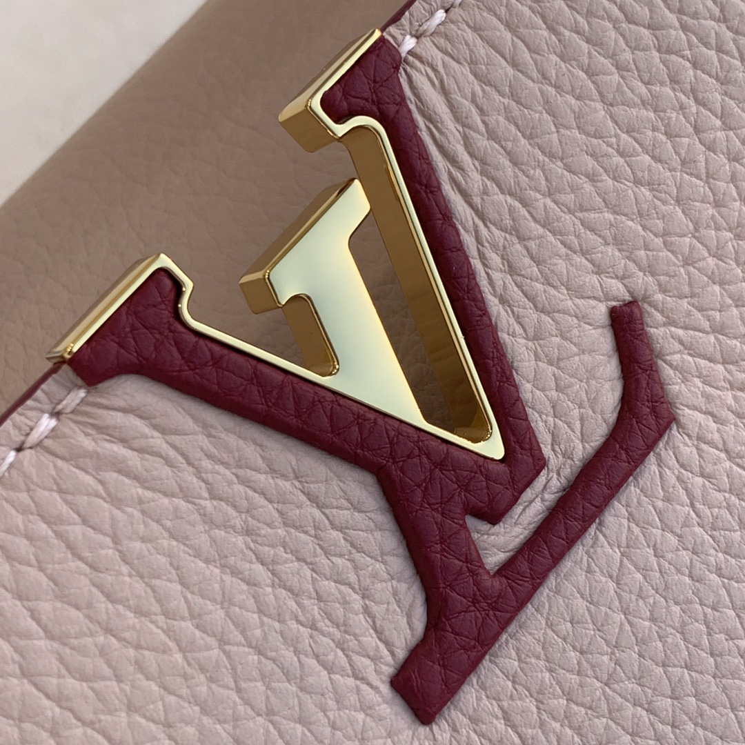 LV M58610 Louis Vuitton Capucines MM Handbag Beige and Wine red