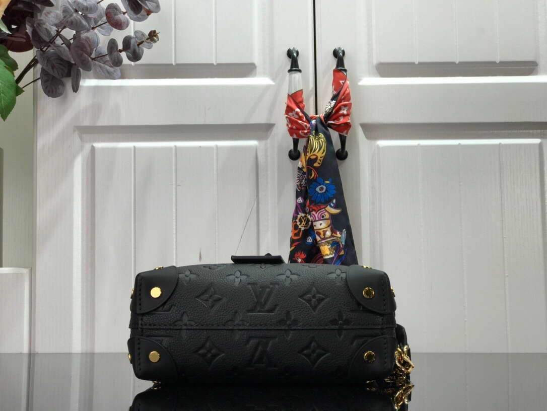 LV M45393 Louis Vuitton Petite Malle Souple Bag M45394 Leather Black