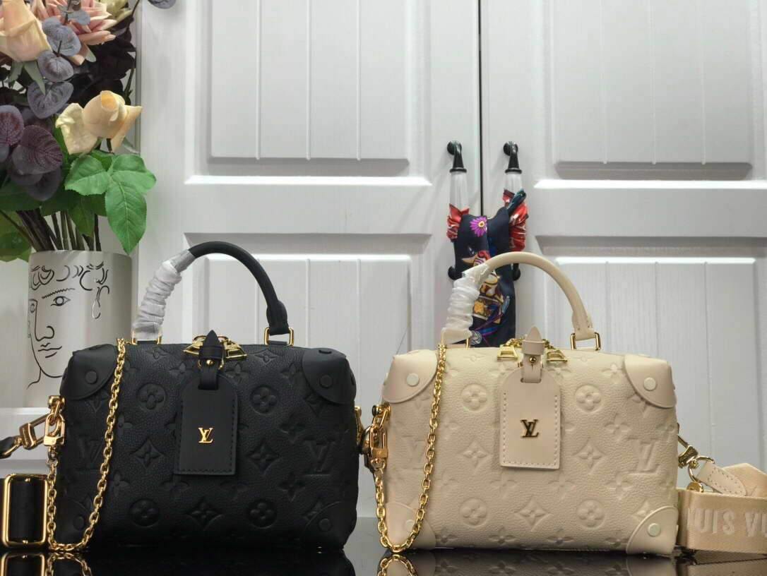 LV M45394 Louis Vuitton Petite Malle Souple Bag M45393 Leather Cream