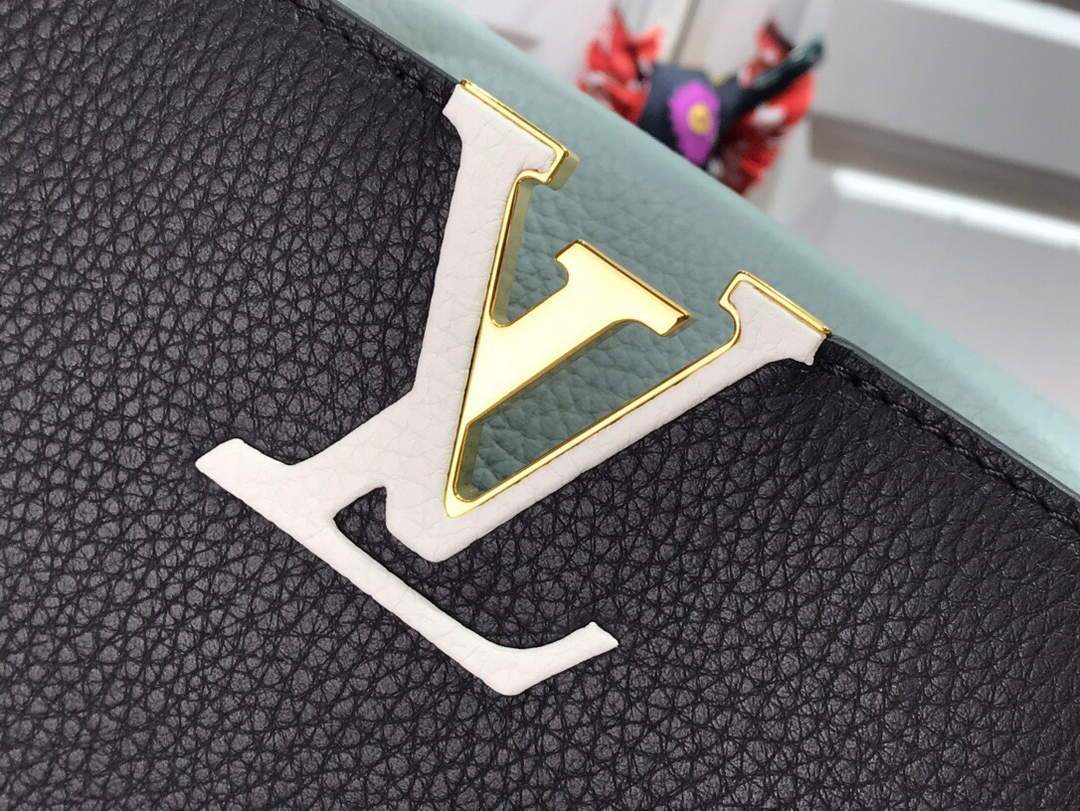 LV M57523 Louis Vuitton Capucines MM Handbag Black Blue