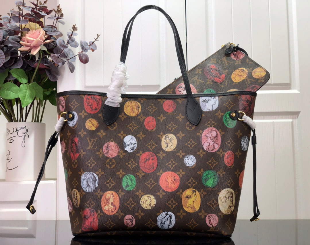 Louis Vuitton LV M45923 Neverfull MM Monogram Cameo printed canvas