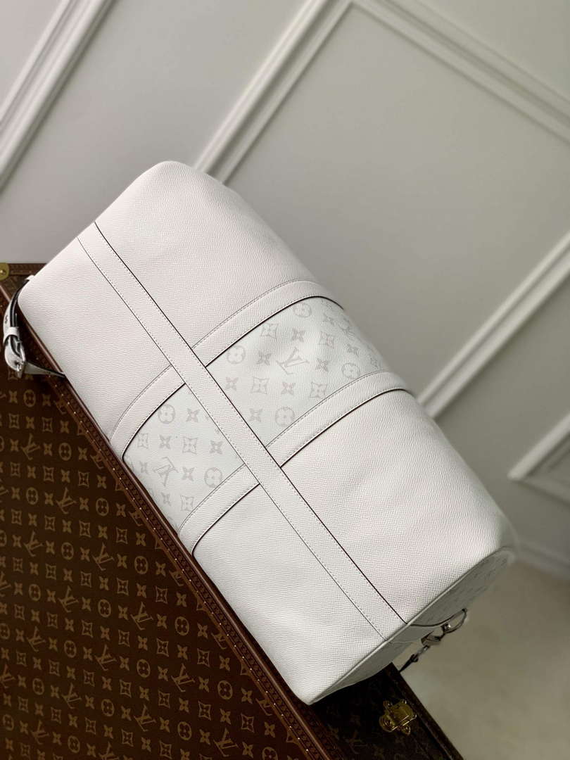 LV M30885 Louis Vuitton Keepall Bandouli��re 50 Bag Optic White