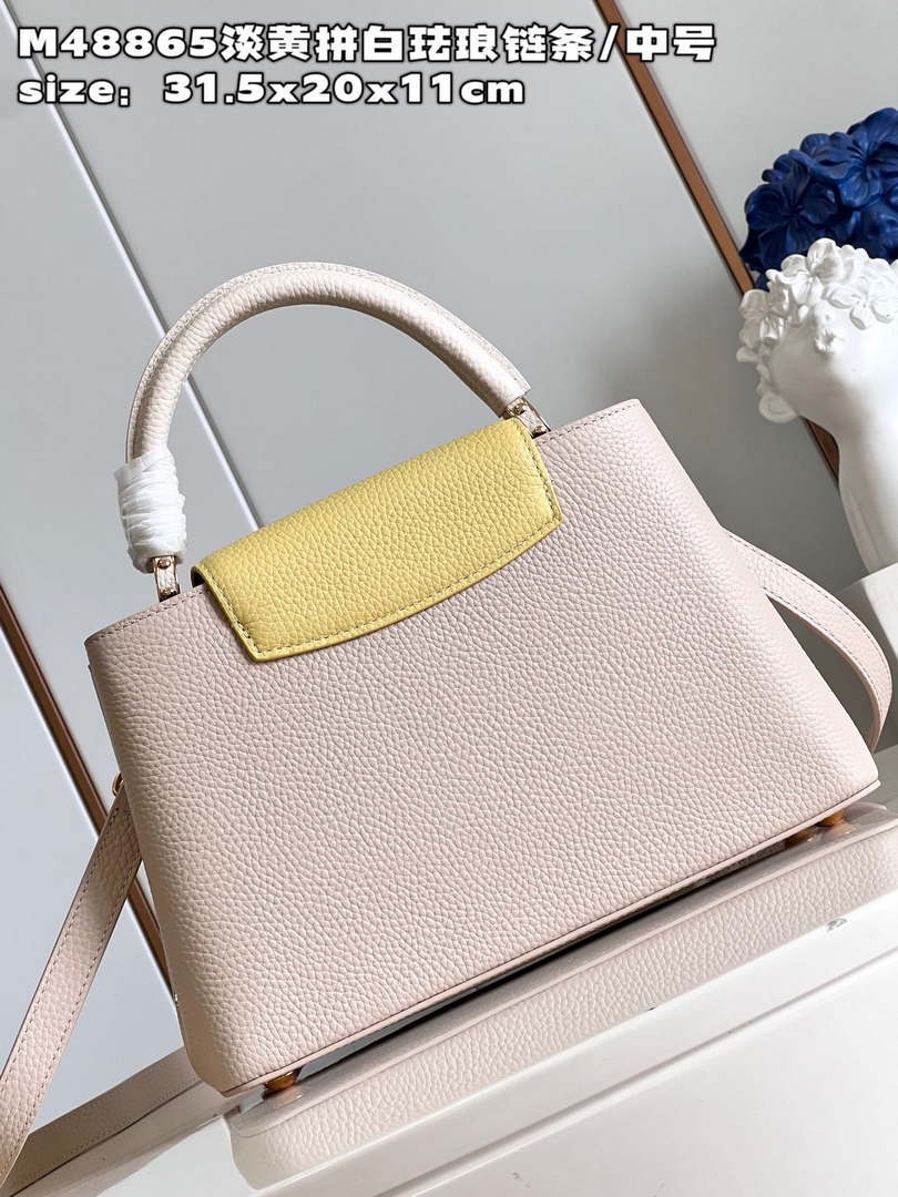 LV M22514 Louis Vuitton Capucines MM Crame Beige