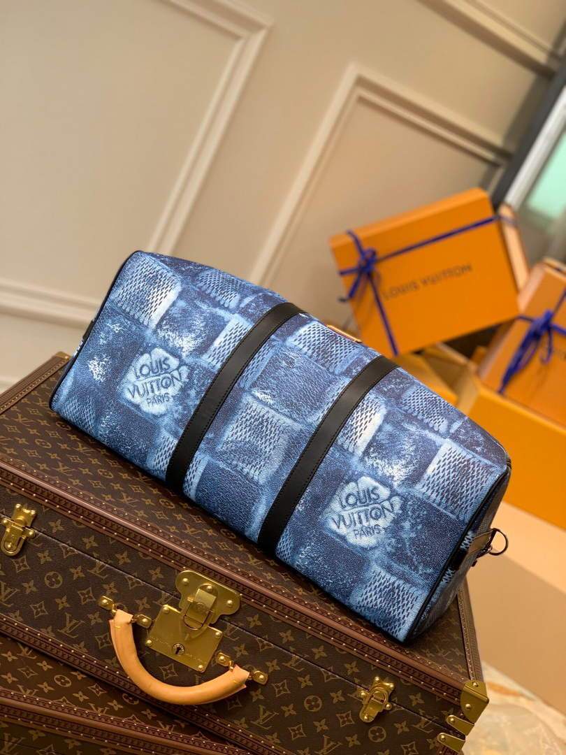 LV N50059 Louis Vuitton Keepall Bandouliere 50 Damier N50069 Ocean Blue