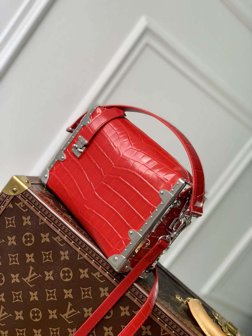 LV M21741 Louis Vuitton Side Trunk PM Bag Red Crocodile pattern