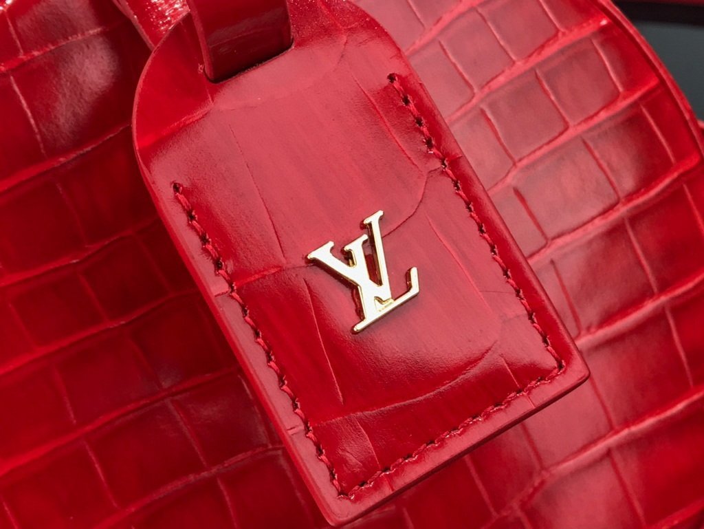 LV N95054 Louis Vuitton Petite Boite Chapeau Crocodilien Brillant N93597 Bag Red