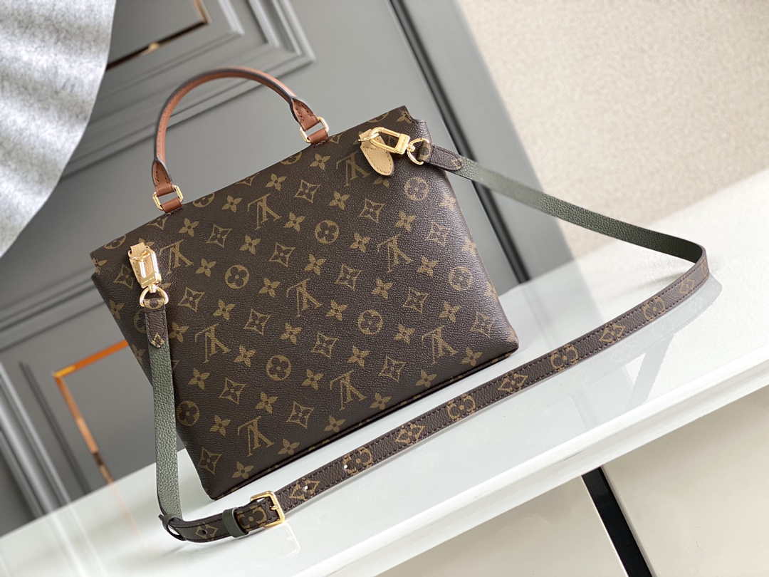 LV M44257 Louis Vuitton Marignan Messenger Top Handle Monogram M43960 Bag Apricot