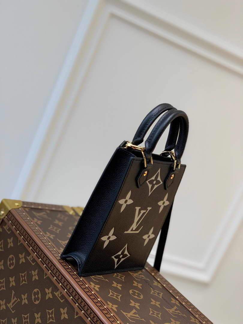 LV M57937 Louis Vuitton Petit Sac Plat Bag Black Beige