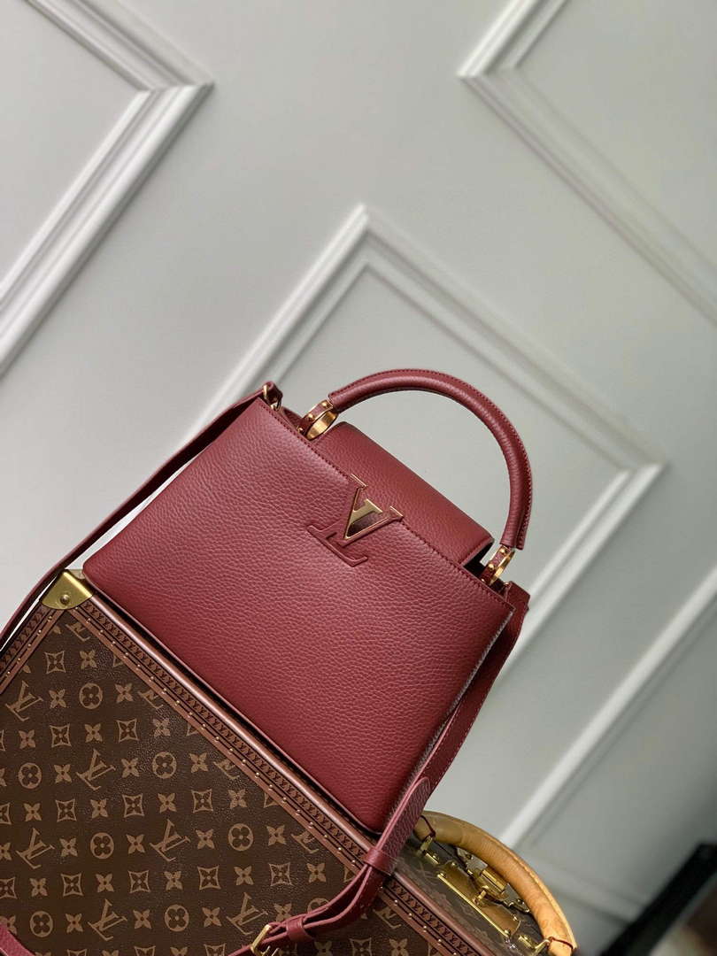 LV M25128 Louis Vuitton Capucines BB Handbag Griotte Red