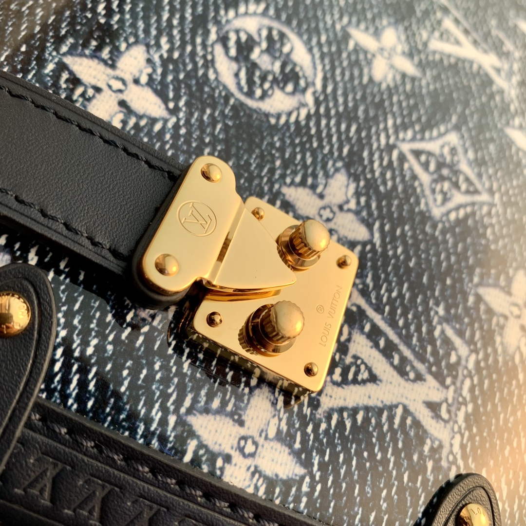 LV M22944 Louis Vuitton Side Trunk Handbag Blue