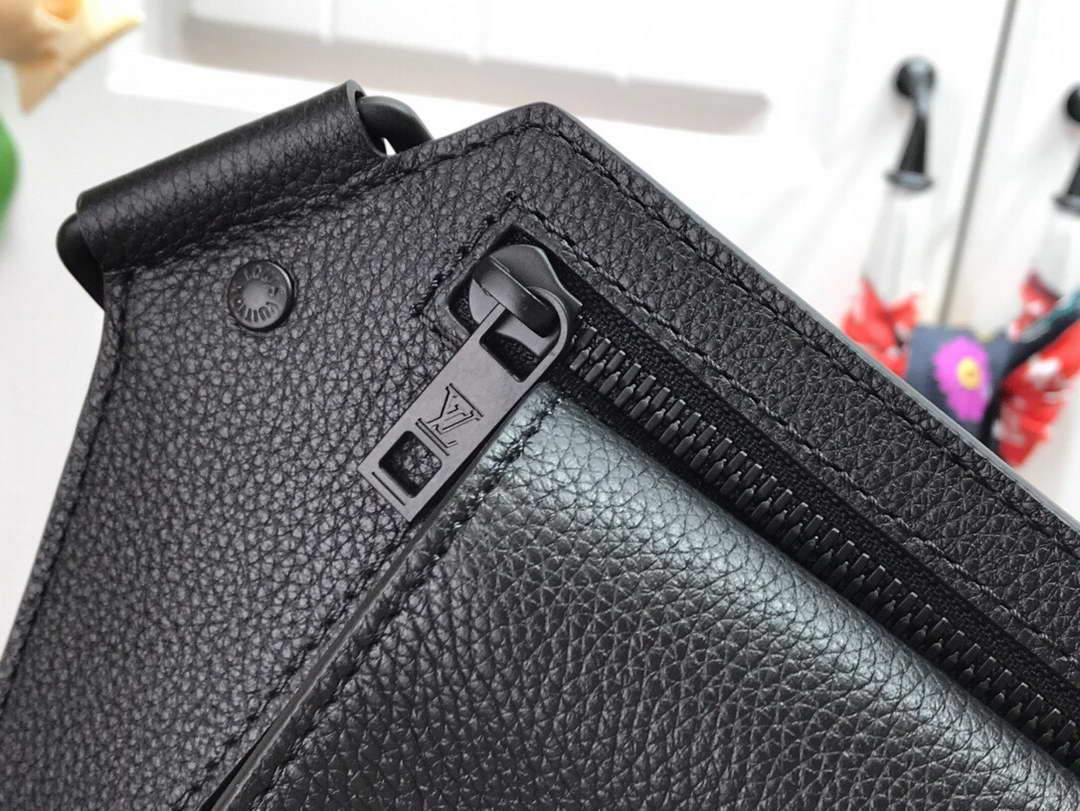 LV M57081 Louis Vuitton Sling Bag Black Grained Calf Leather