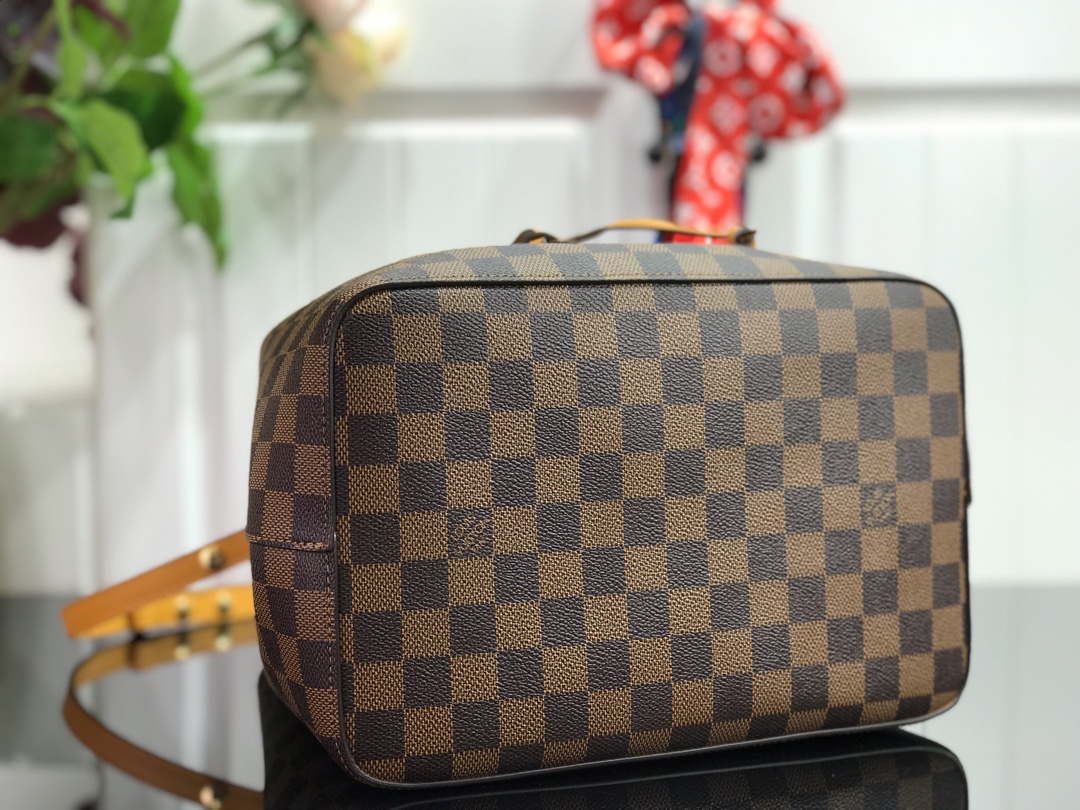 LV N40213 Louis Vuitton NONO MM Bag Damier Ebene Safran Yellow