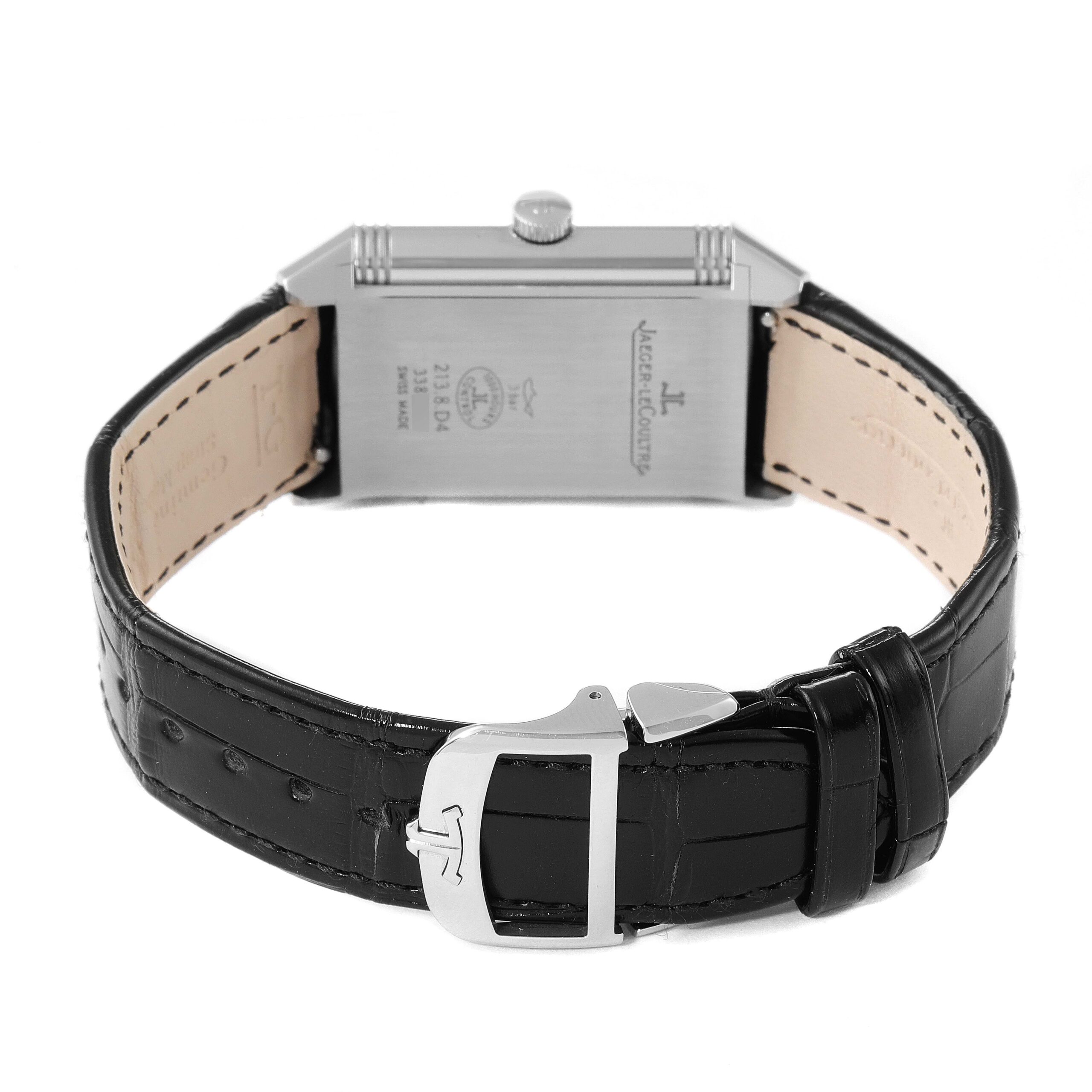 Jaeger LeCoultre Reverso Duo Day Night Mens Watch 213.8.D4 Q3848420 Box Card