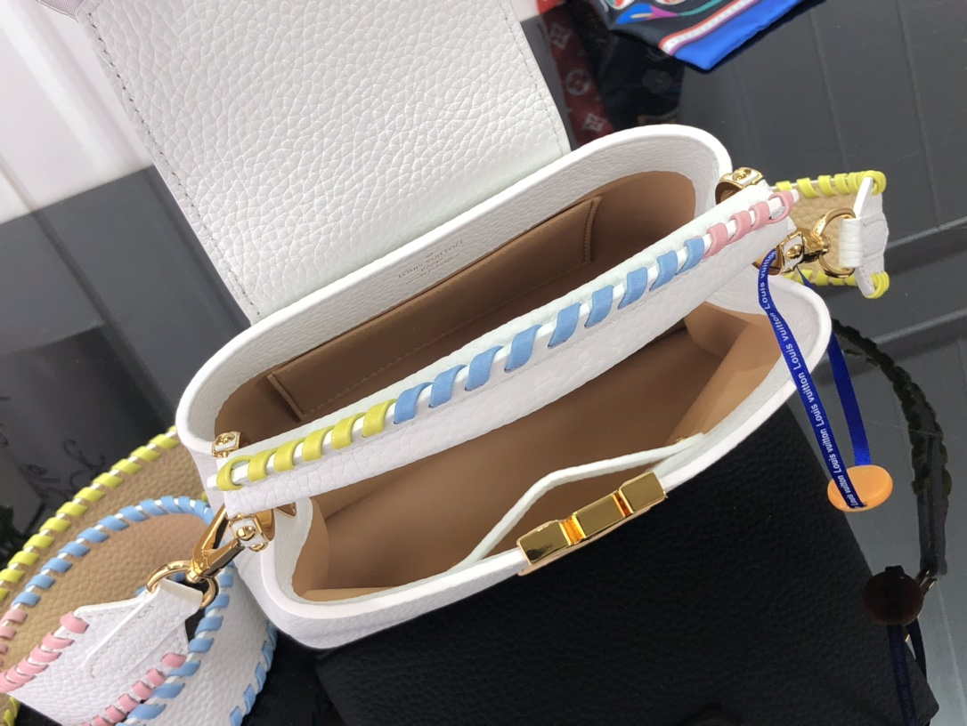 LV M57671 Louis Vuitton Capucines MM Handbag White