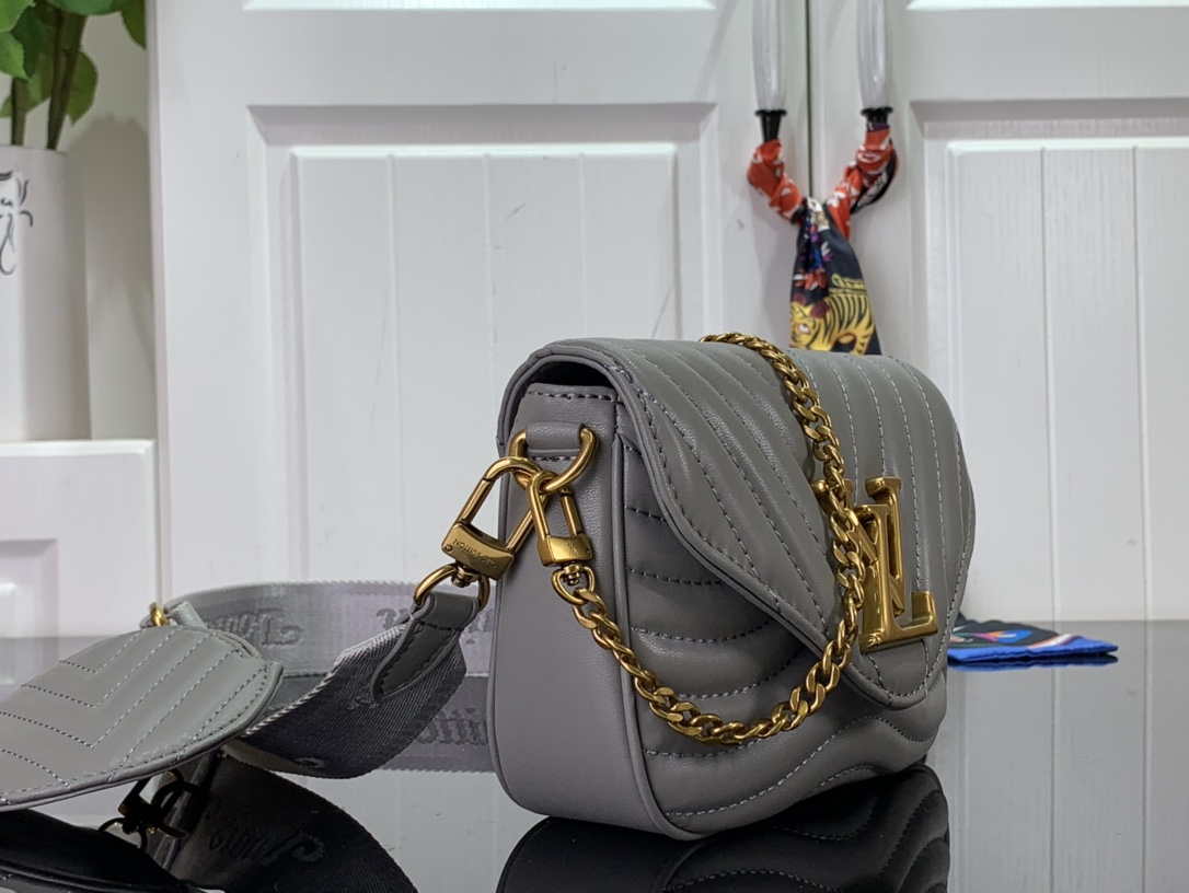 LV M56467 Louis Vuitton New Wave Multi-Pochette Leather M56466 Gray