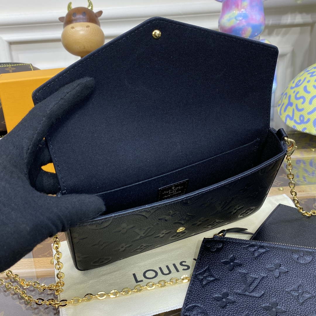 LV M82477 Louis Vuitton Felicie Pochette Monogram Empreinte Bag Black