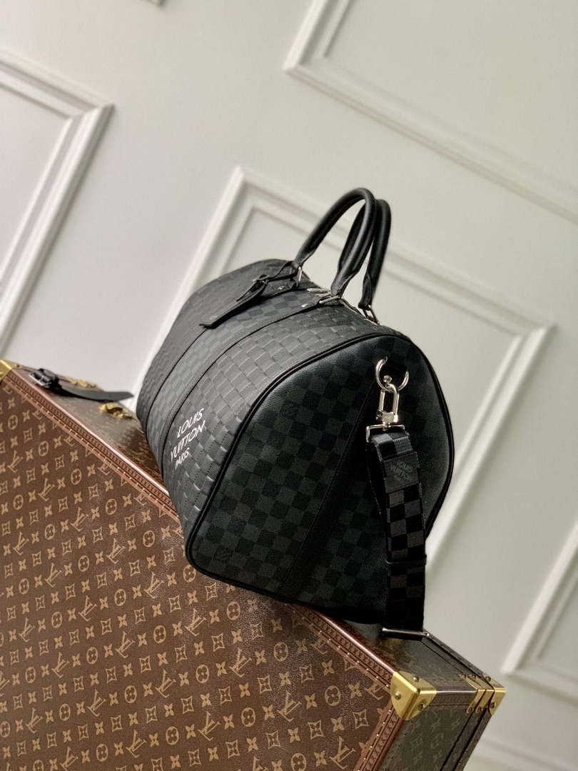 LV N40443 Louis Vuitton Keepall Bandouli��re 50 Bag Black Graphite