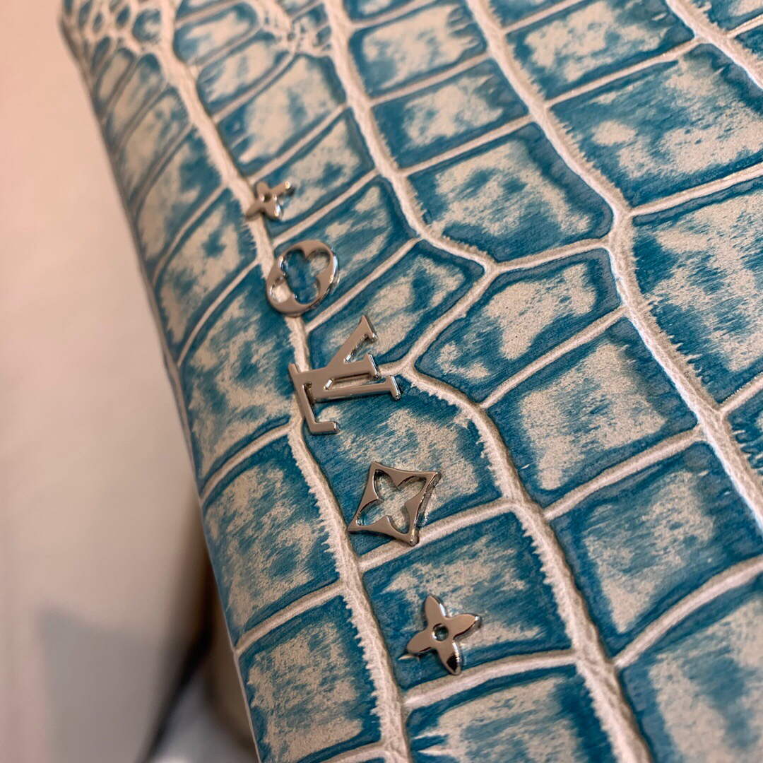 LV M57791 Louis Vuitton Coussin PM Crocodile pattern Bag Blue