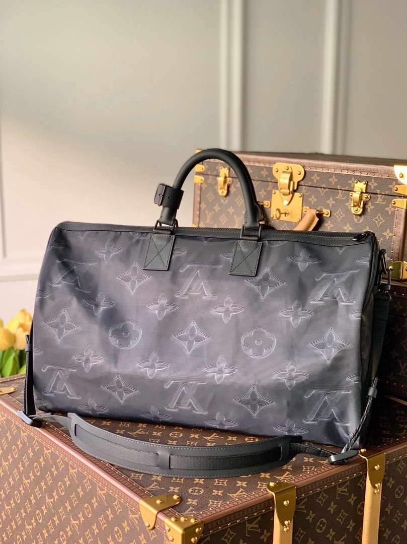 LV M45602 Louis Vuitton 2054 Reversible Keepall Bandouliere 50 Monogram Black And Green