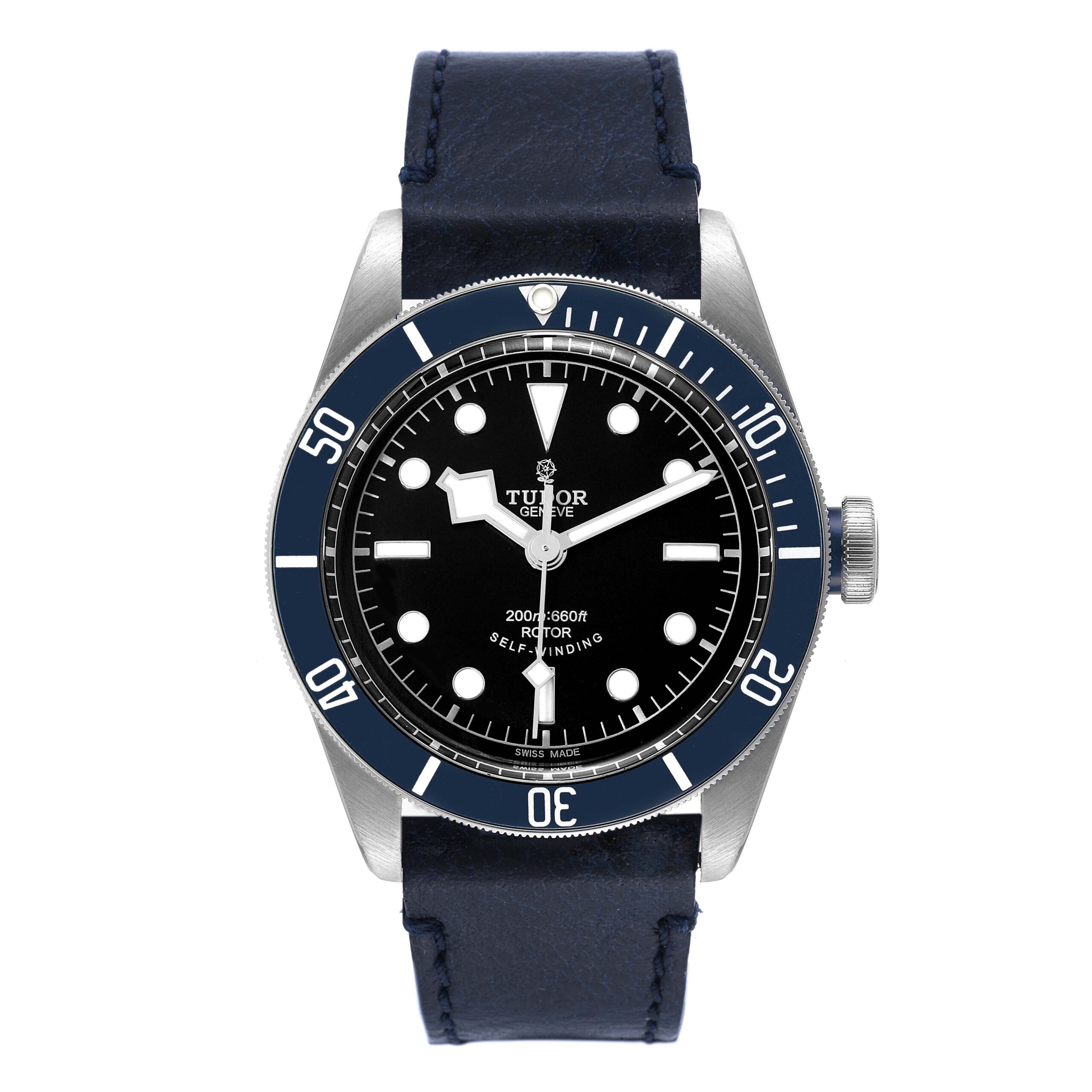 Tudor Heritage Black Bay Blue Bezel Steel Watch 79220B Box Card