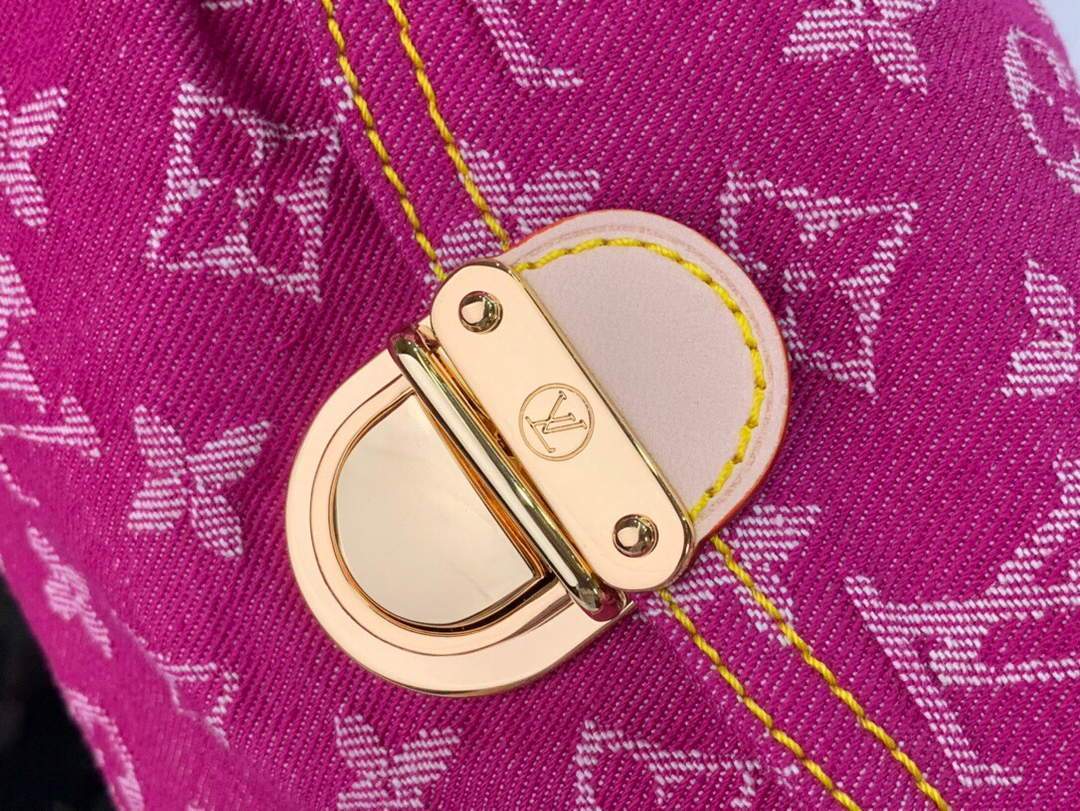LV M95050 Louis Vuitton Monogram Denim Shoulder Bag Plum