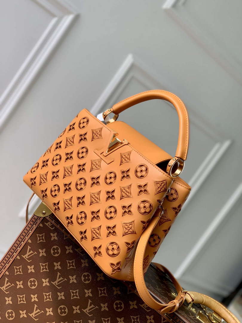 LV M22863 Louis Vuitton Capucines MM Handbag Saffron Yellow