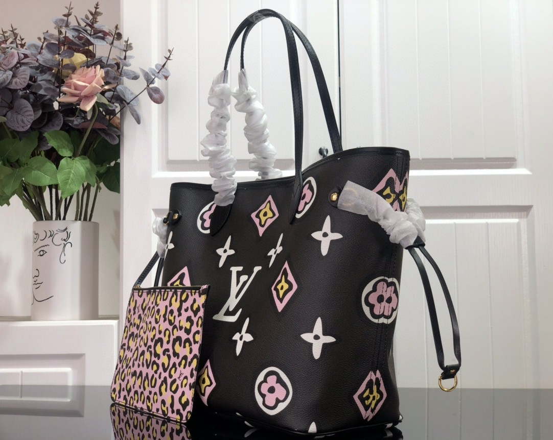 LV M45818 Louis Vuitton Neverfull MM Monogram Bag M45819 Black