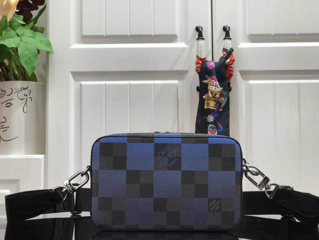 LV N60414 Louis Vuitton Alpha Wearable Wallet N60418 Blue Damier Graphite
