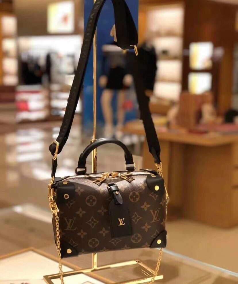 LV M45571 Louis Vuitton Petite Malle Souple Bag Monogram Black