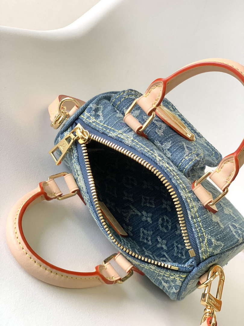 LV M82950 Louis Vuitton Nano Speedy Handbag Monogram Denim