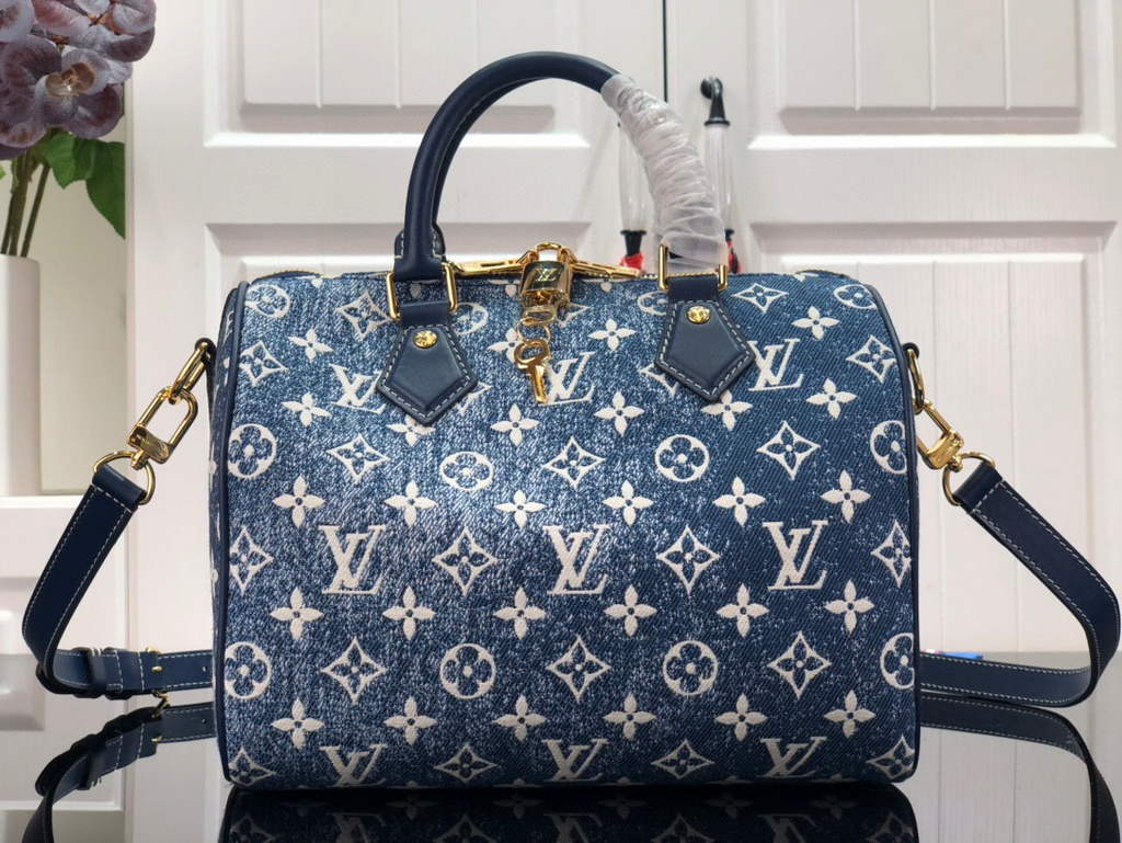 Louis Vuitton M59609 LV M59008 Speedy Bandouli��re 25cm Blue