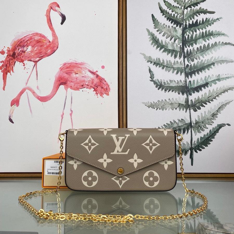 LV M69977 Louis Vuitton M80482 Game on Felicie Pochette Bag Gray and Cream