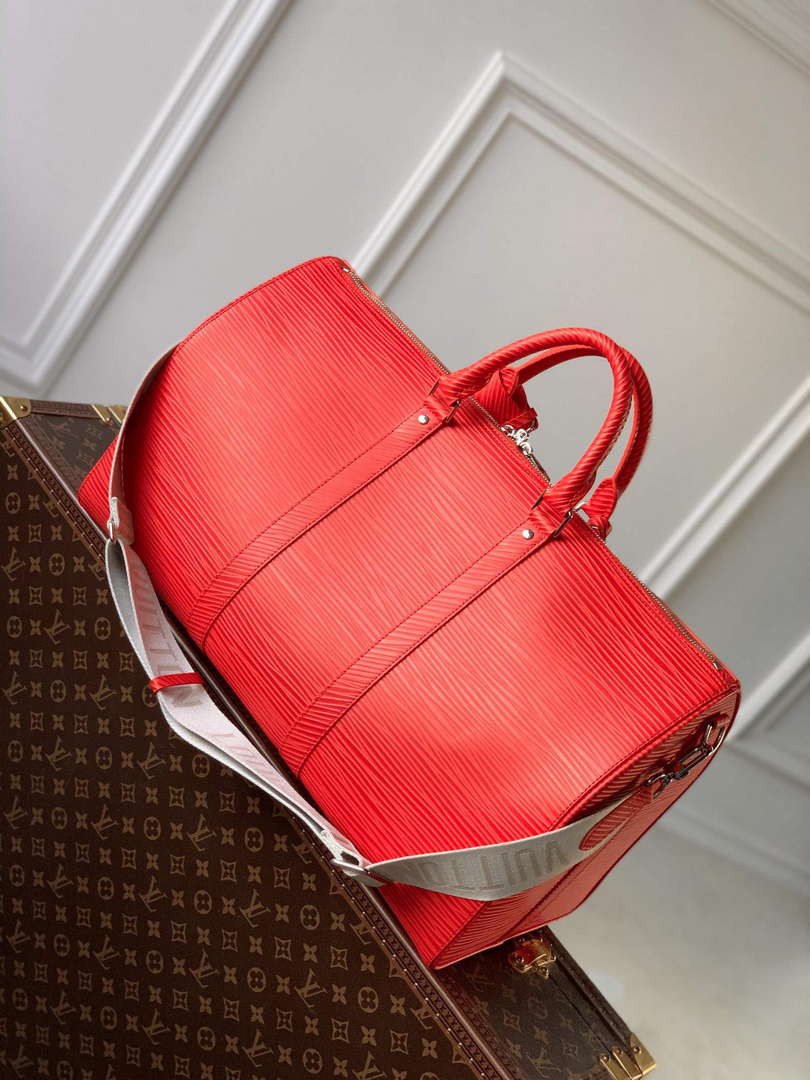 LV M23721 Louis Vuitton Keepall Bandouli��re 50 Bag Vermillion Red