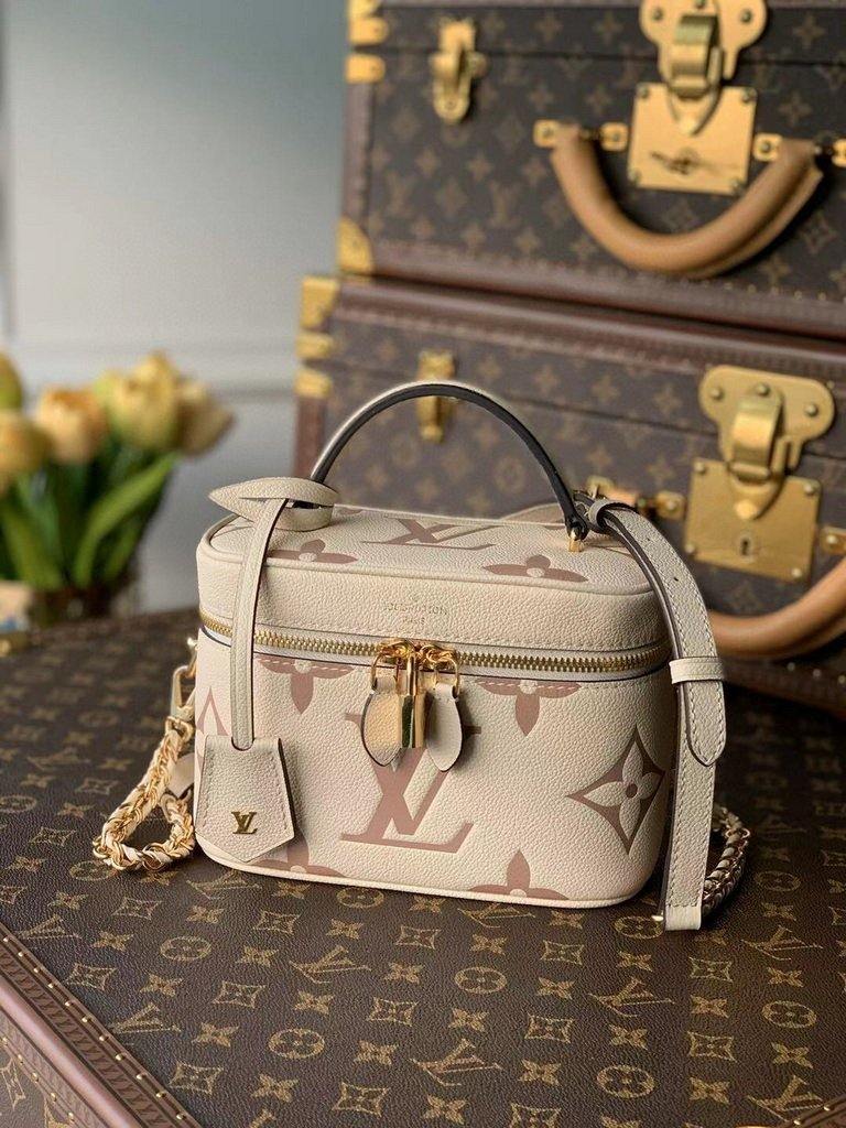 LV M45599 Louis Vuitton Vanity Pm Monogram Empreinte Leather M45608 Cream