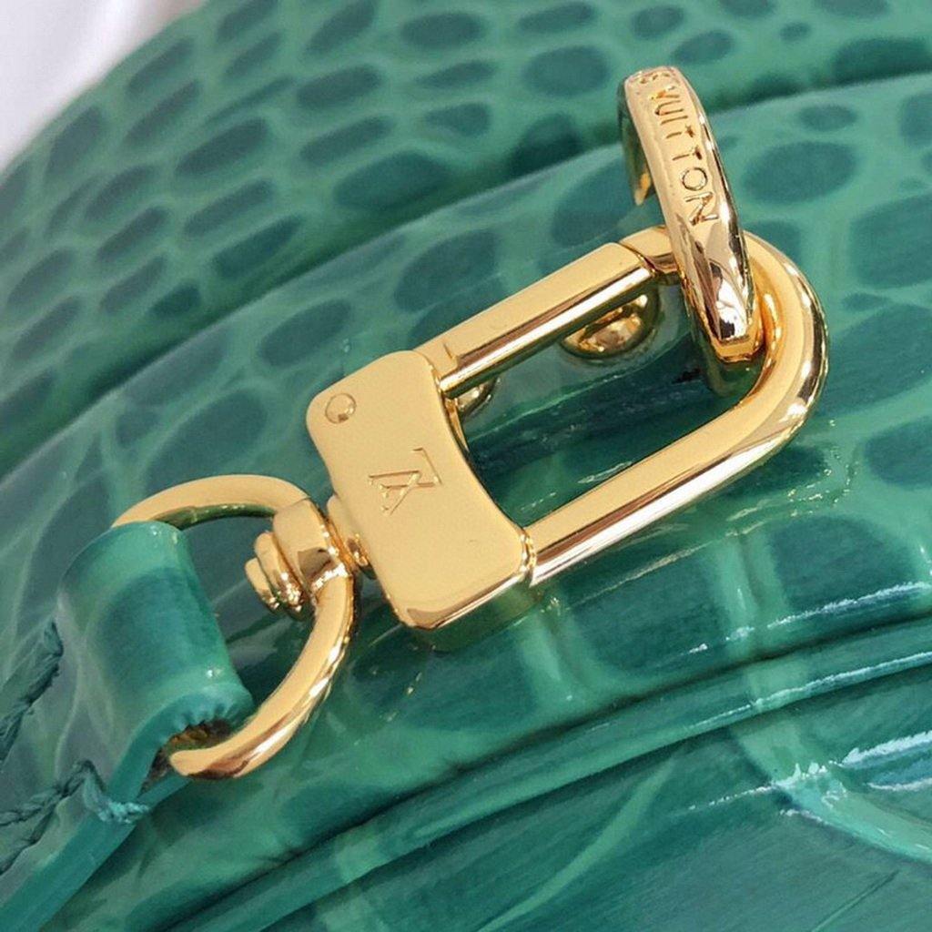 LV N93598 Louis Vuitton N93597 Petite Boite Chapeau Crocodilien Brillant Bag Green