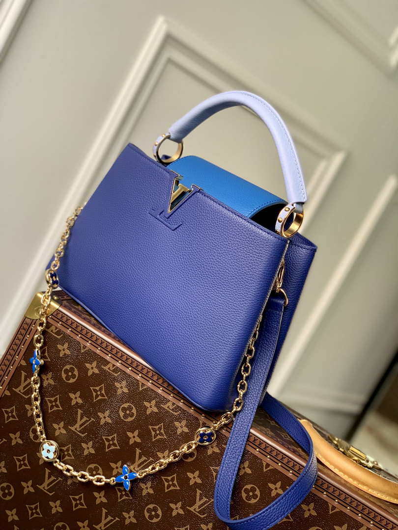 LV M20844 Louis Vuitton Capucines MM Handbag Blue