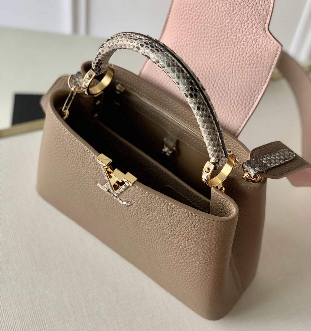 LV M57539 Louis Vuitton Capucines BB Handbag Grey and Pink