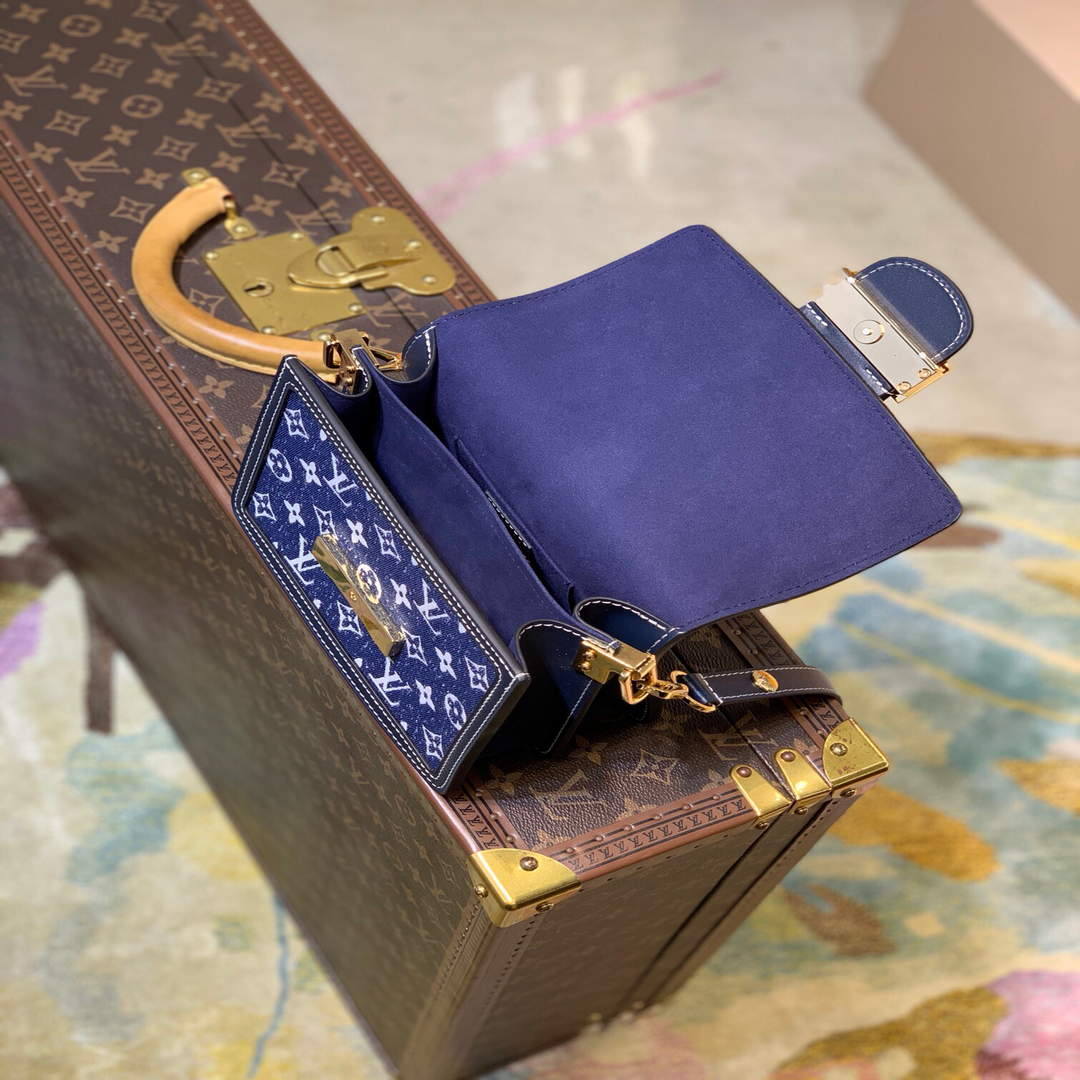 LV M59716 Louis Vuitton Mini Dauphine Denim Leather Bag